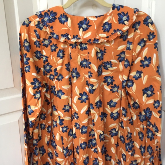 Free People Orange Floral Blouse ~Oversized - Picture 14 of 16